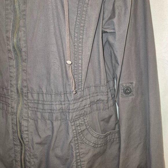 DECREE lightweight utility jacket. Green, zippered front, flip up collar, XL - Picture 11 of 16